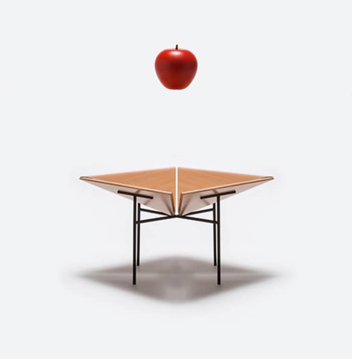 Fruit bowl no.11, a minimalist container by Danese Milano, made of a wooden bowl and thin metal legs. Fruit bowl no.11, a minimalist container by Danese Milano, made of a wooden bowl and thin metal legs.<span class="sr-only"> (opened in a new window/tab)</span>