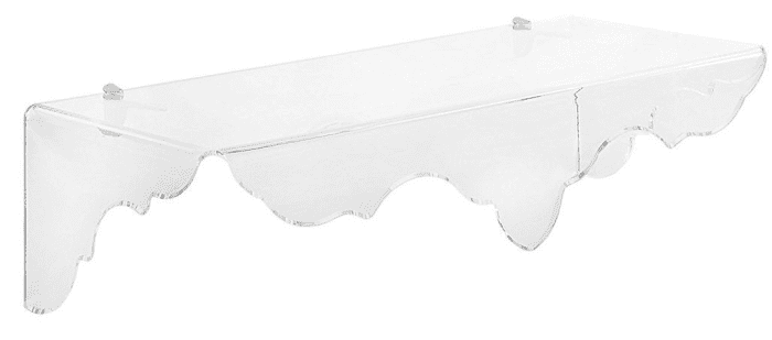 Clear plastic shelf, by Iplex Design.