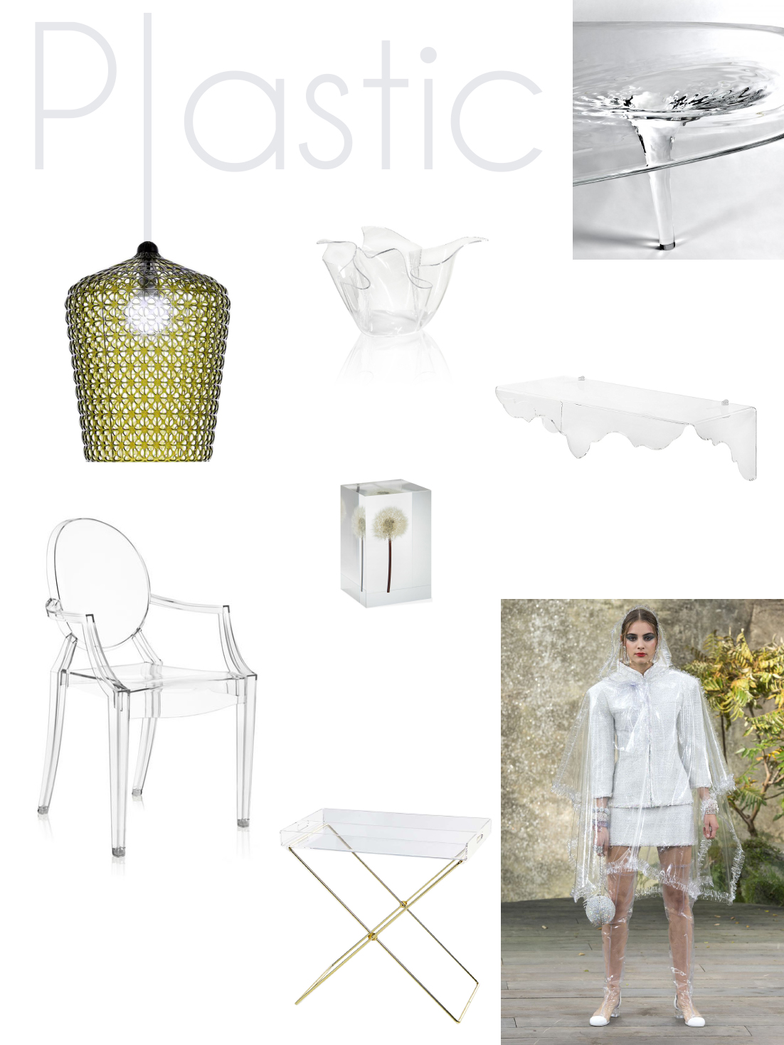 Plastic mood board: a selection of furniture and accessories.