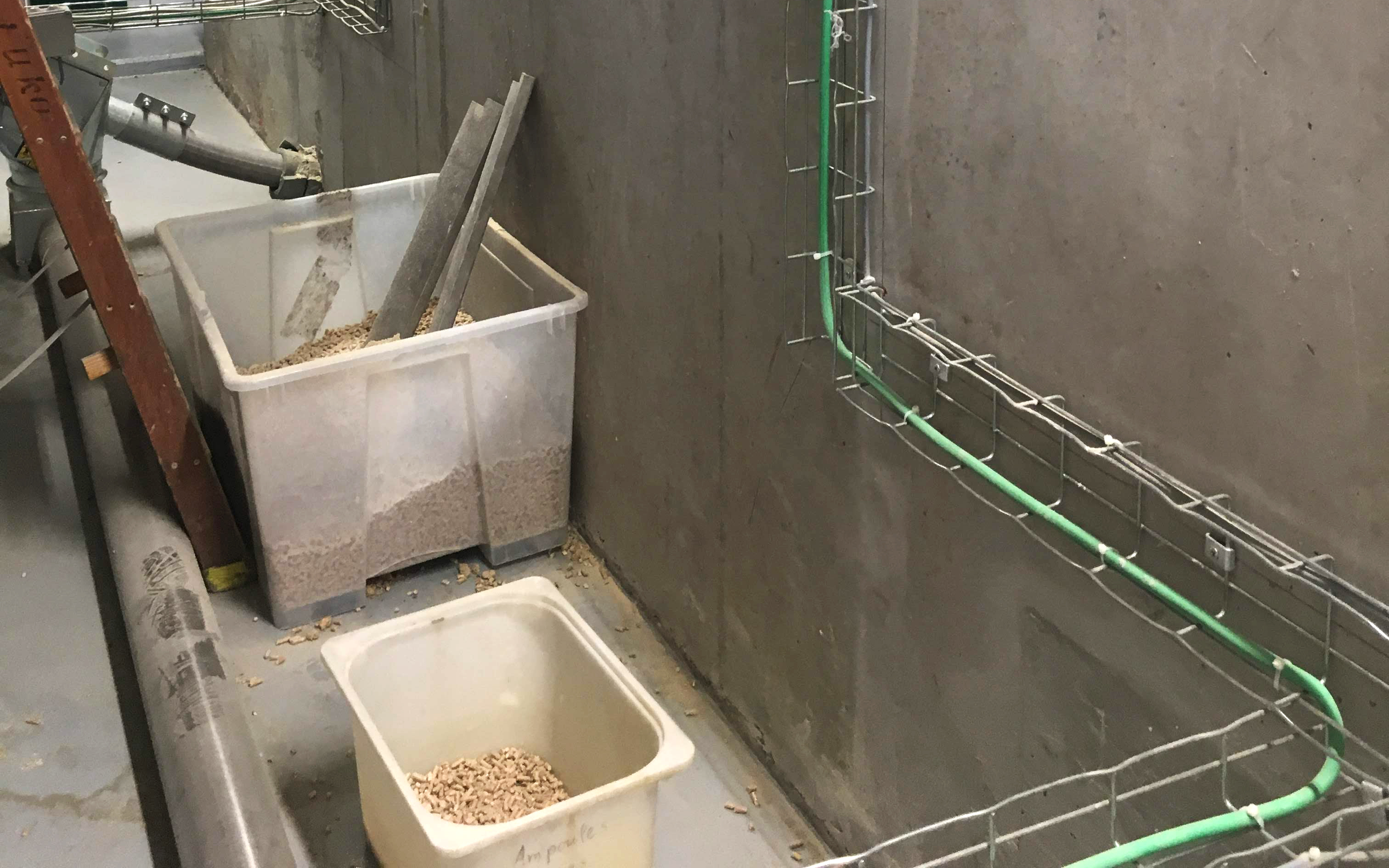 Wood pellets used for heating at IKEA's Aubonne, a champion store for sustainability.