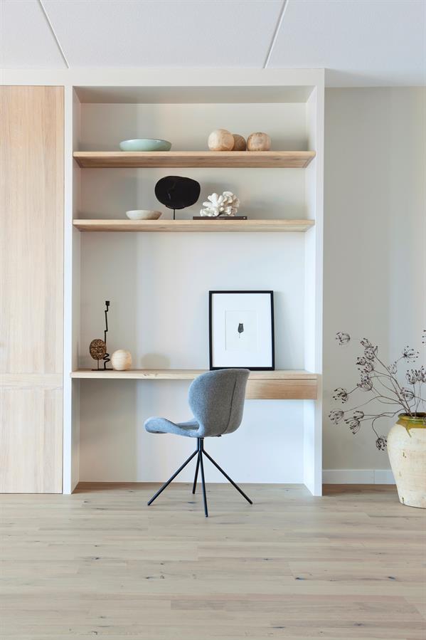 Small home office, minimalist style.
