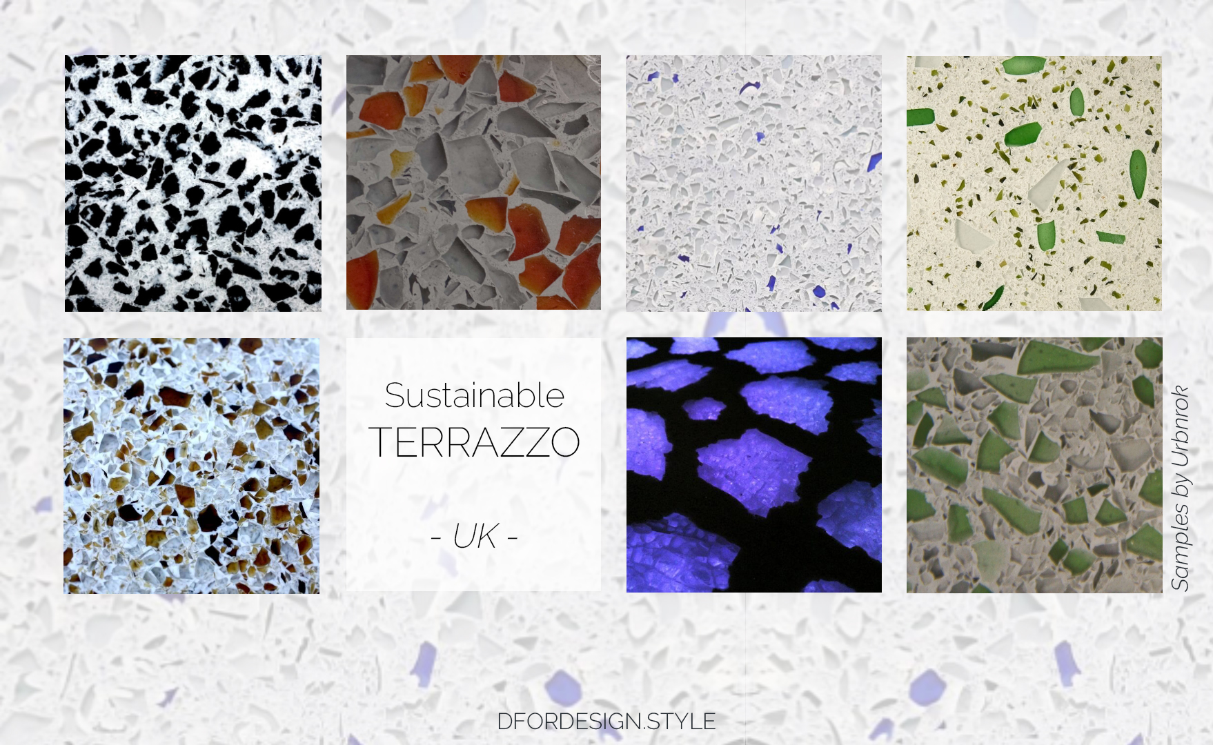 3D printed terrazzo samples.