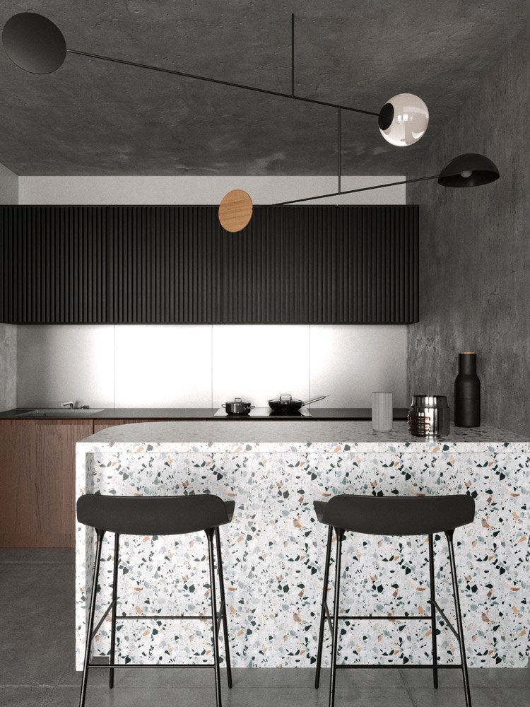 Terrazzo minimal kitchen.
