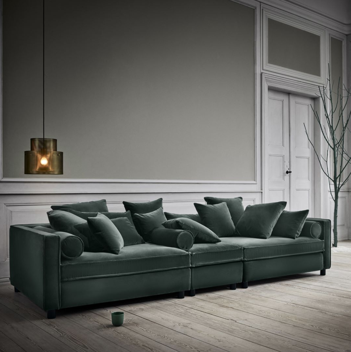 Velvet sofa.