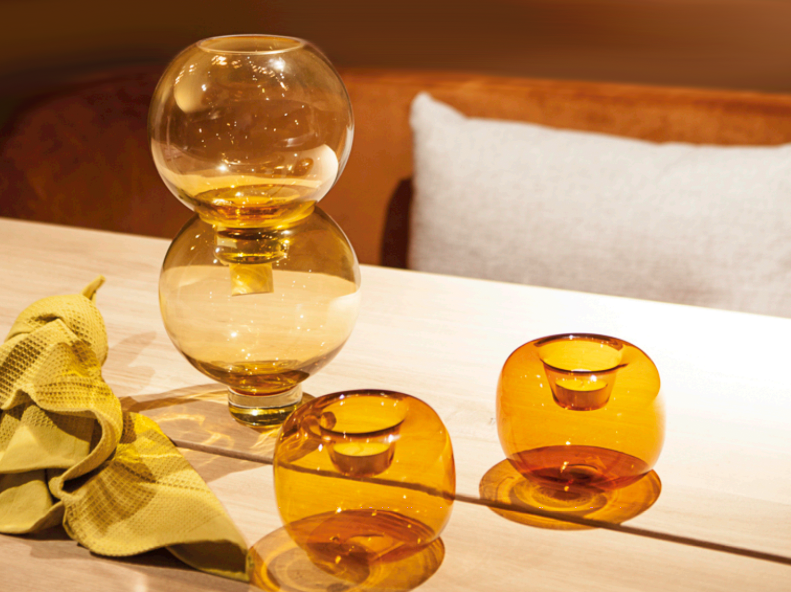 Mustard yellow vases.
