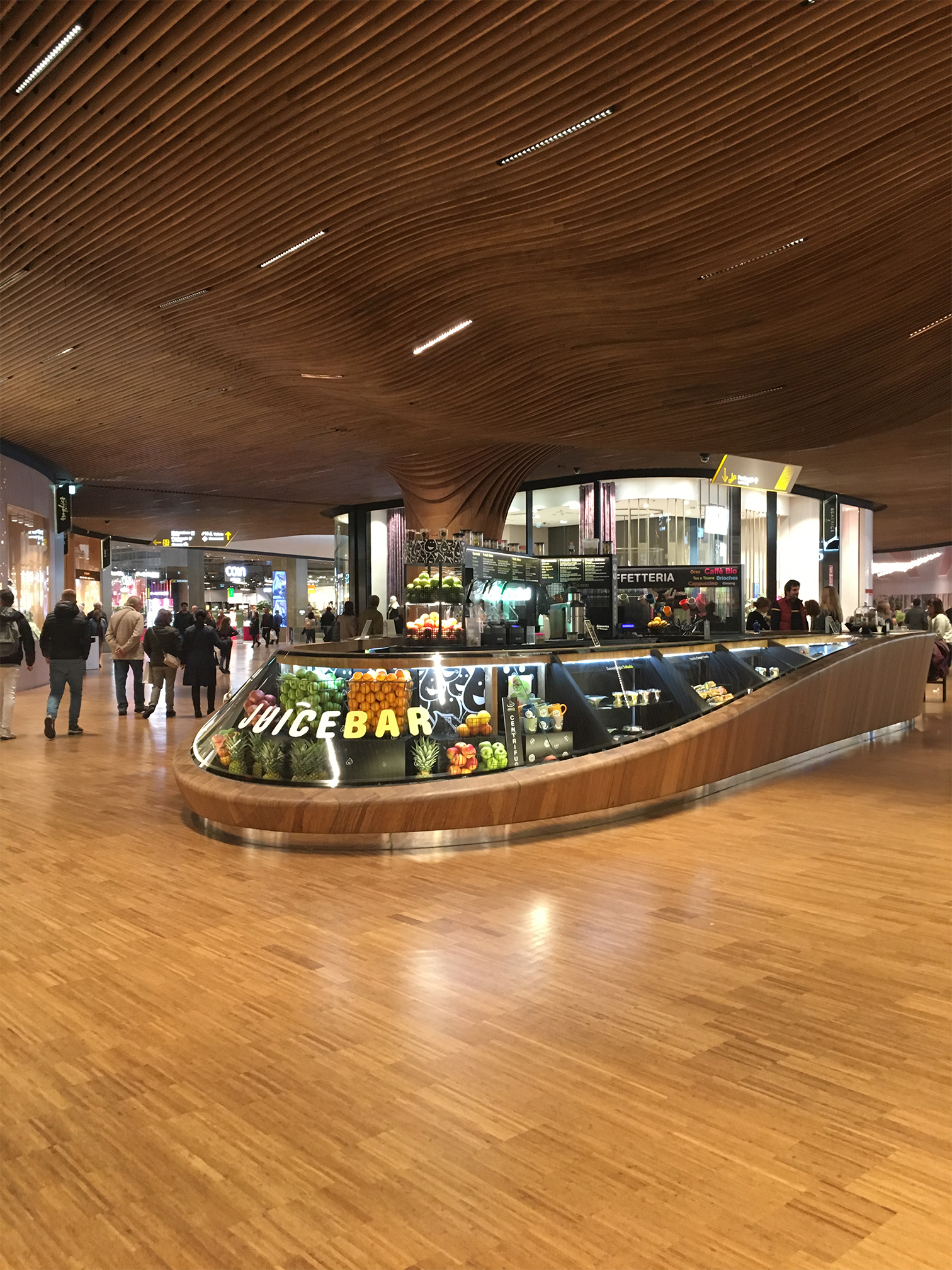 Indoor view of CityLife shopping district, an example of biophilic design.