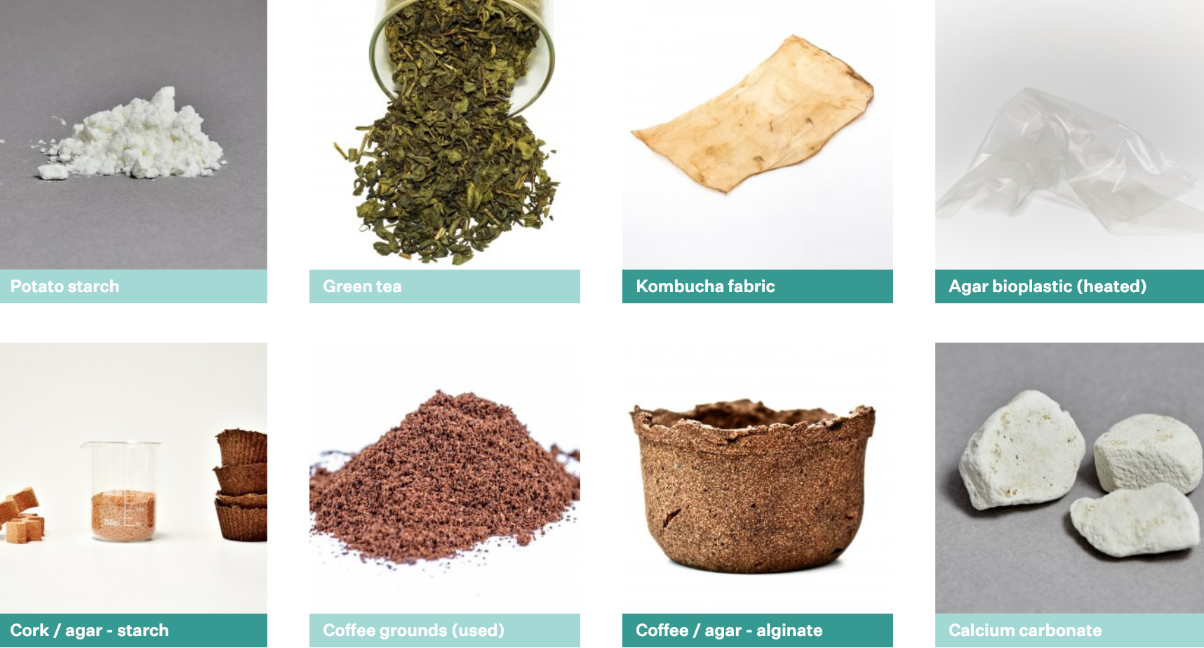 Sustainable materials developed by the open source project Materiom.