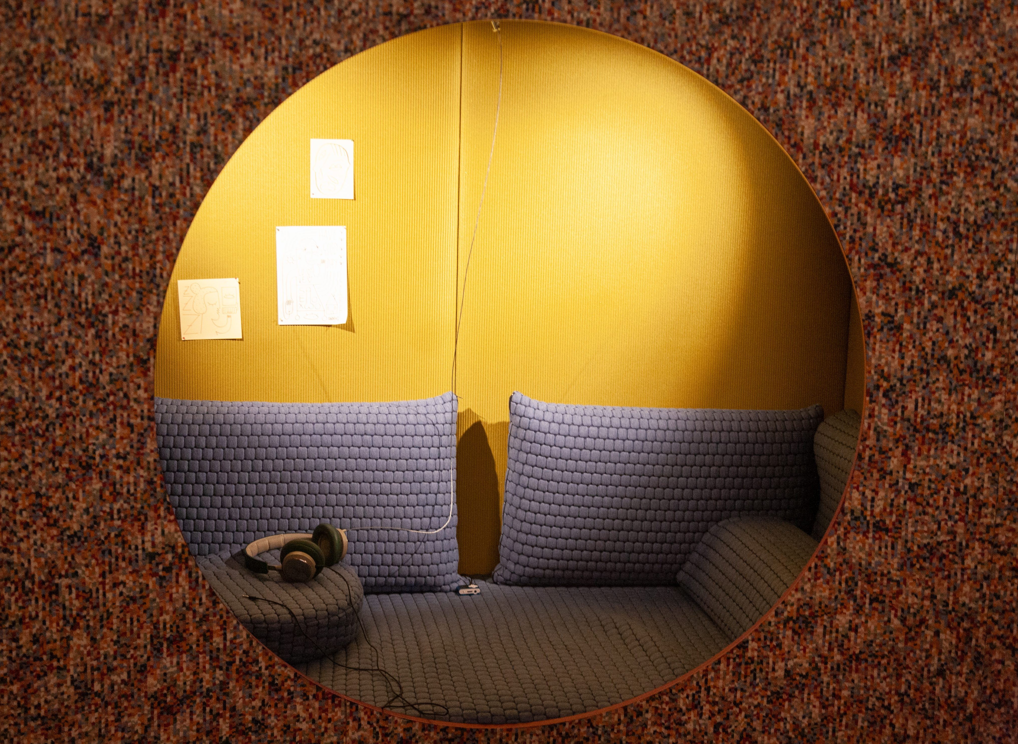 Close-up of one of the alcoves for relaxation at the workplace.