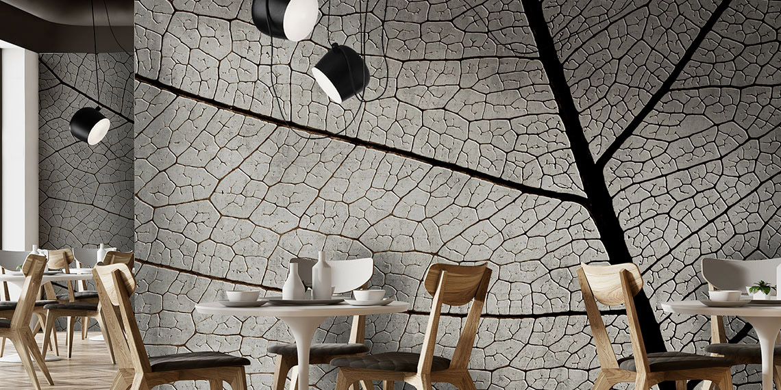 Grey wallpaper representing the veins of a leaf in giant scale.