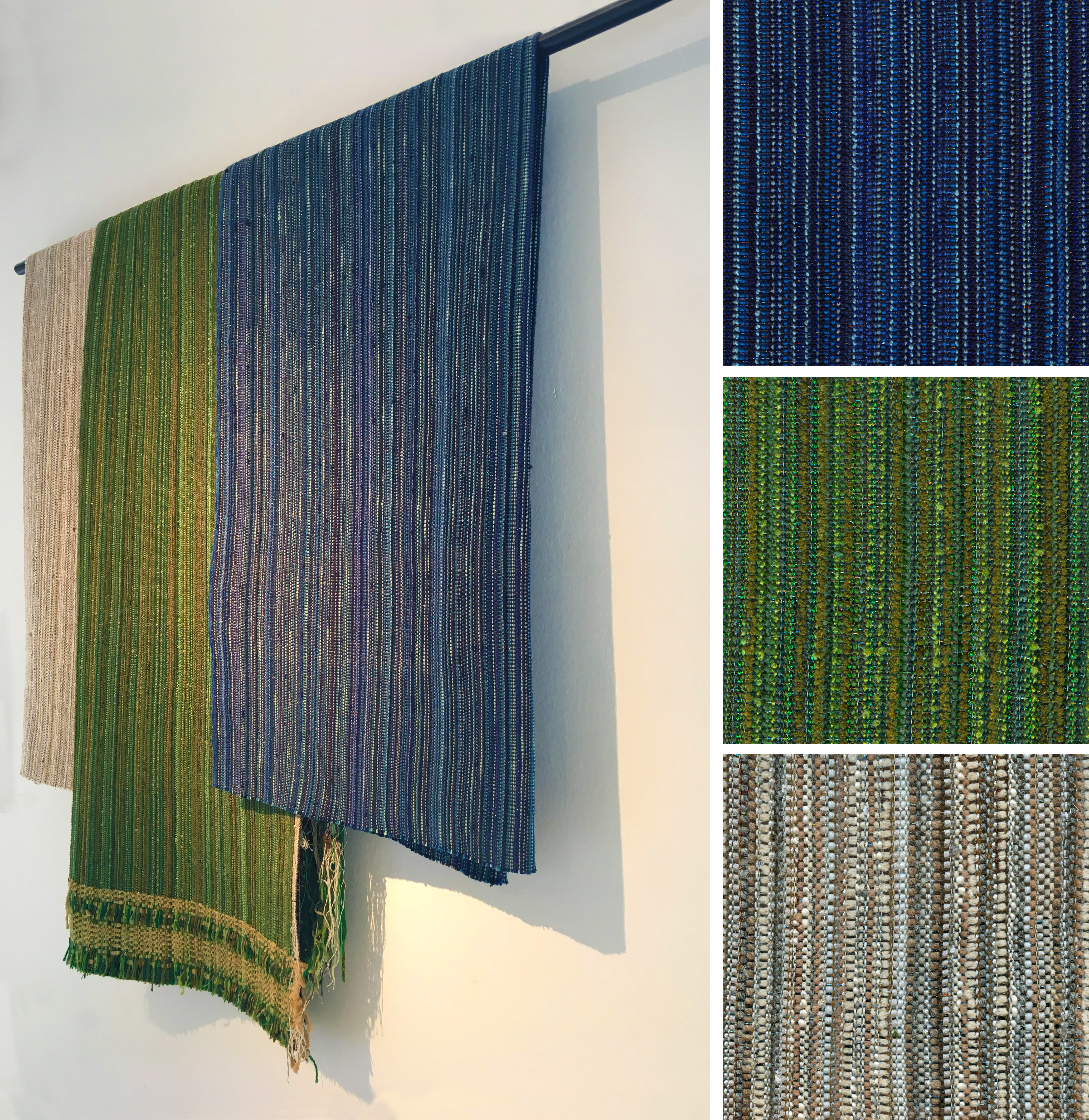 Photo of Mixtape, a textile made of recycled fabrics and cassette tape.