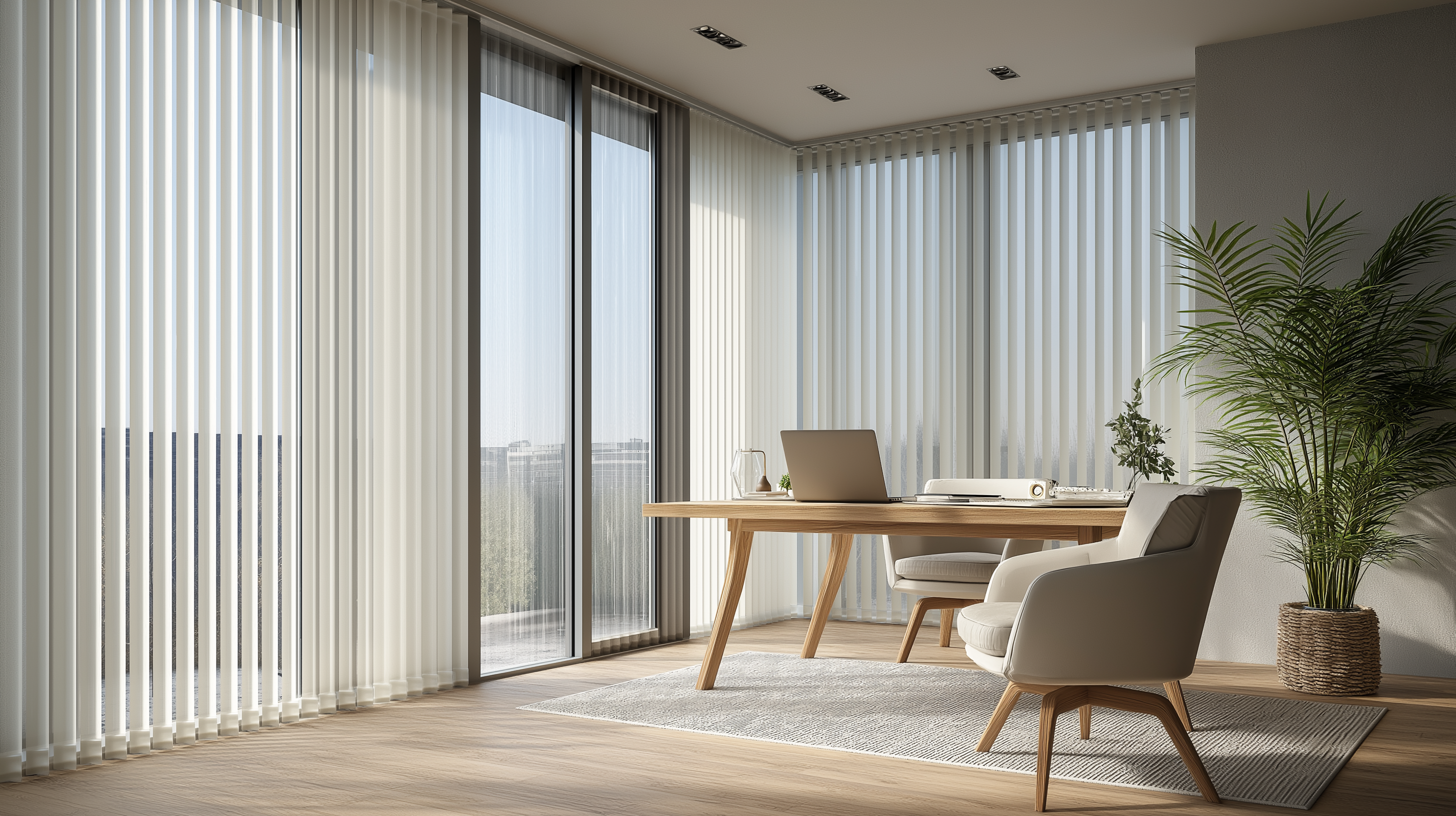 辦公室直立簾-商業空間窗簾-垂直遮光