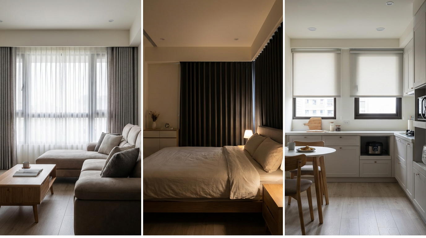 客廳、臥室、餐廚的落地窗窗簾該怎麼選？一次搞懂不踩雷