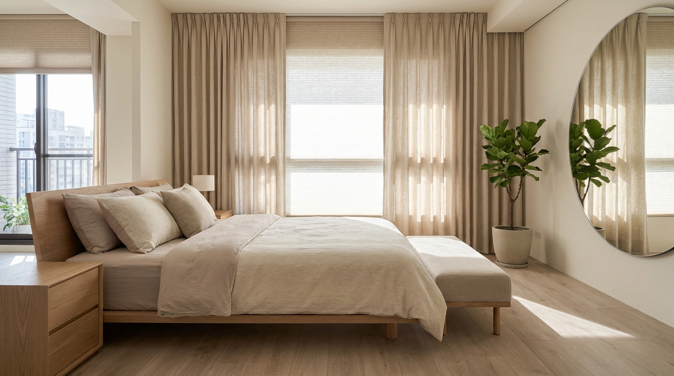 臥室窗簾顏色怎麼搭？跟著床單走不會錯