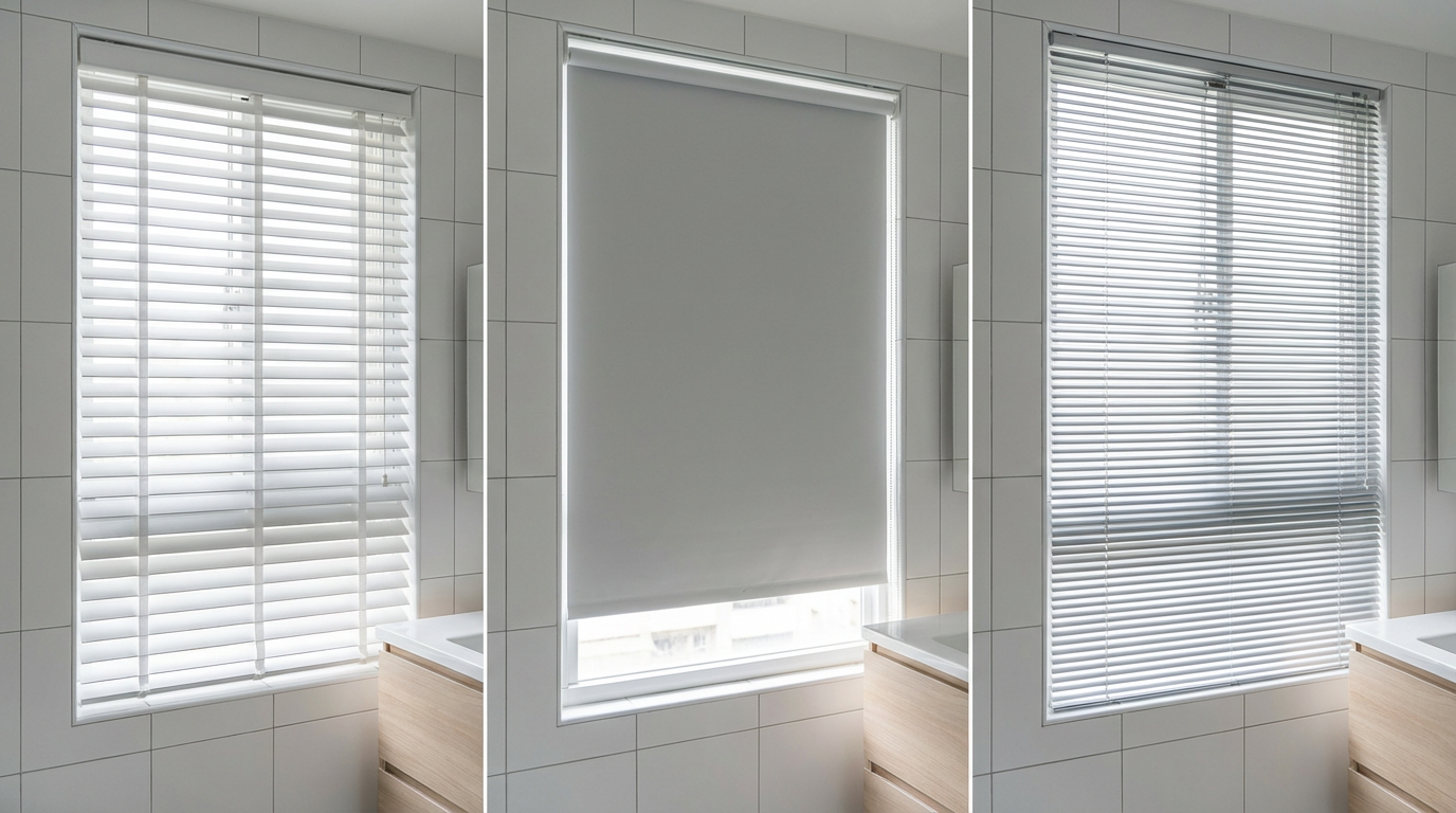 浴室窗簾材質怎麼選？PVC百葉窗、防水捲簾、鋁百葉優缺點完整比較