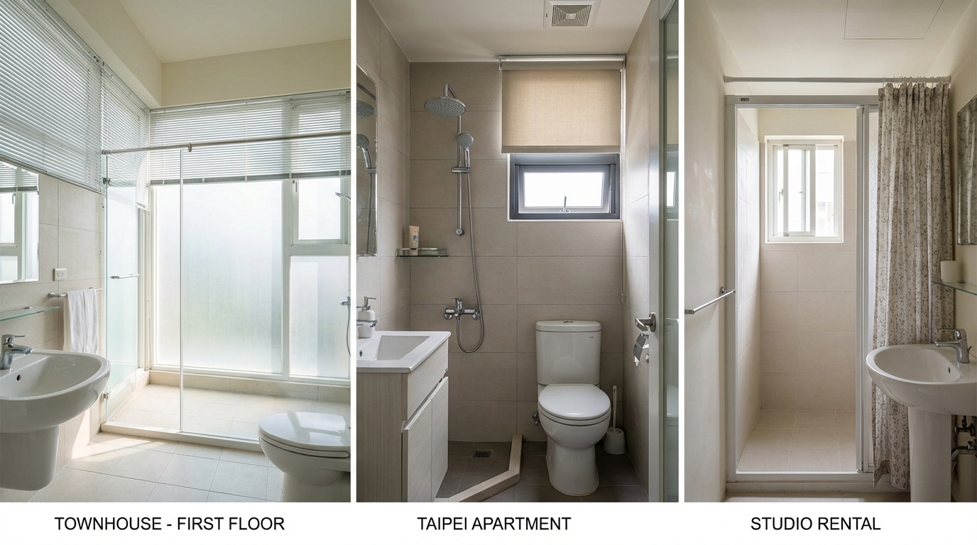 不同浴室格局怎麼選？透天、公寓、套房浴室的窗簾配置建議