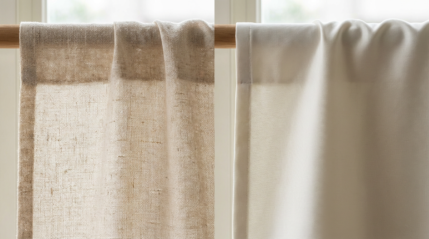 布簾材質差在哪？棉麻聚酯紗簾的真實使用差異
