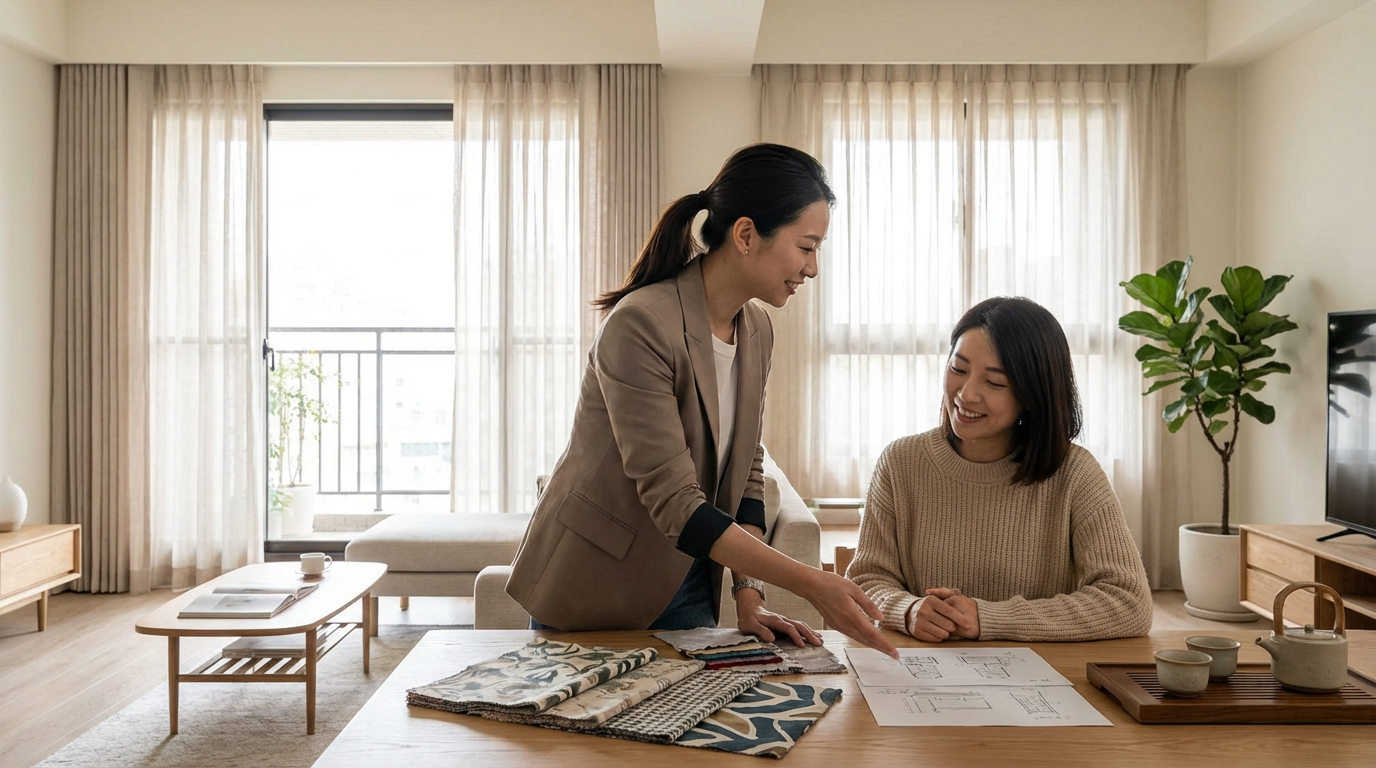 客廳窗簾訂製流程與沐馨的專業服務