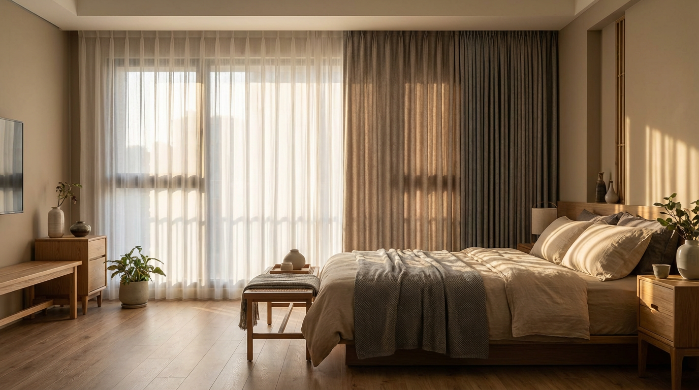遮光捲簾以外的選擇:雙層窗簾與複合式設計