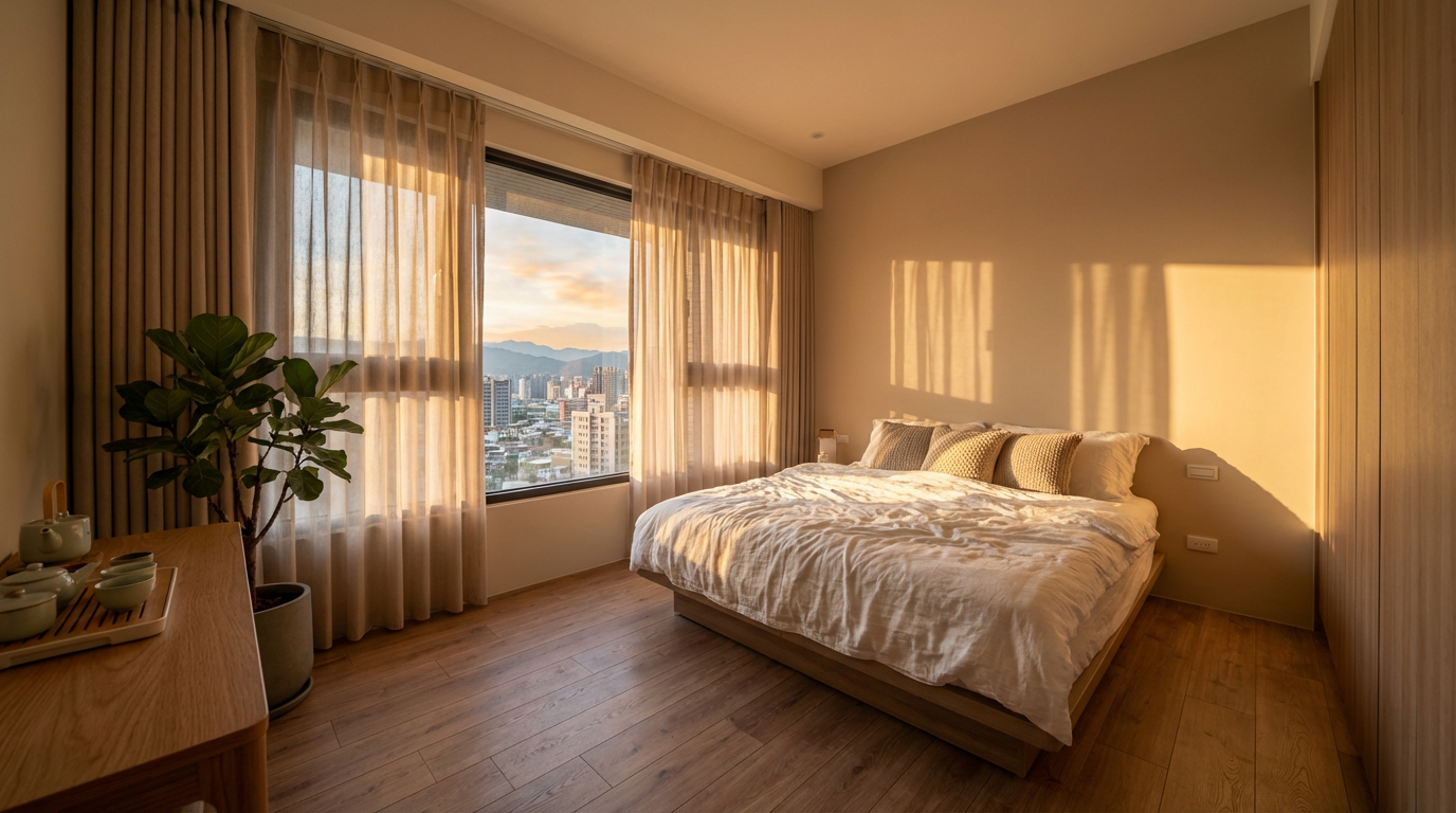 依臥室方位與採光條件選擇窗簾材質