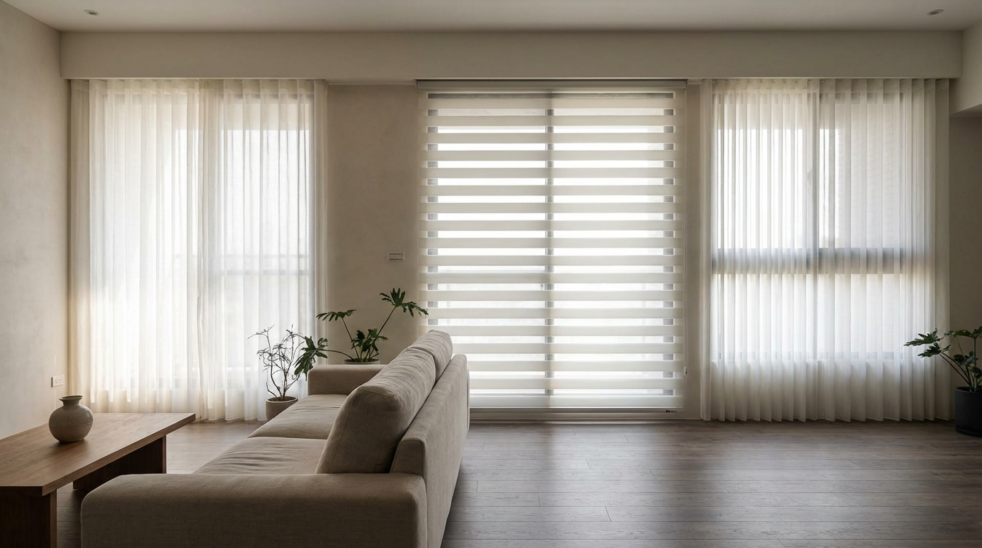 透光窗簾的三種主流選擇:紗簾、調光簾、直立柔紗簾