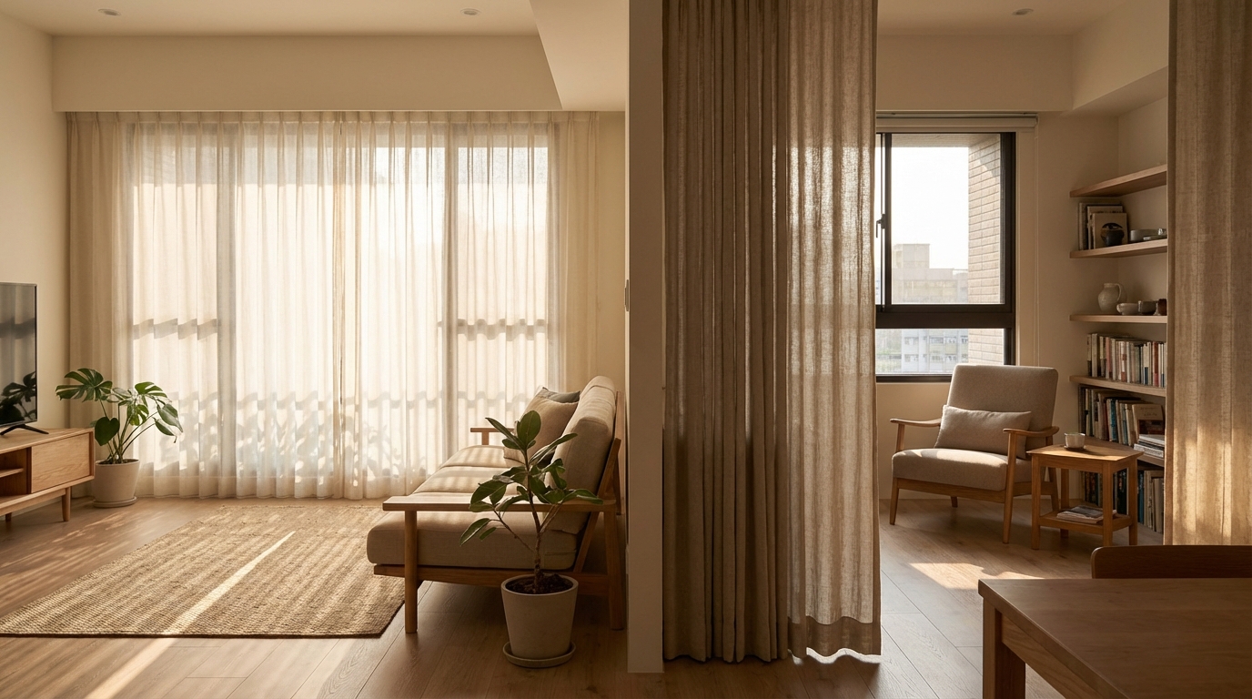 客廳、臥室、書房：不同空間的布簾隔間規劃思維
