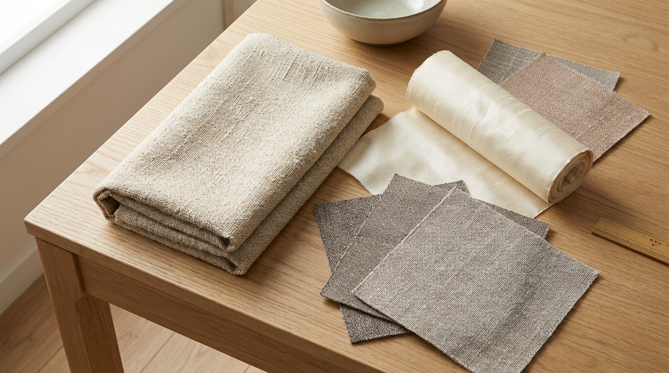 日式布簾材質選擇：棉麻、絲質與混紡的質感差異