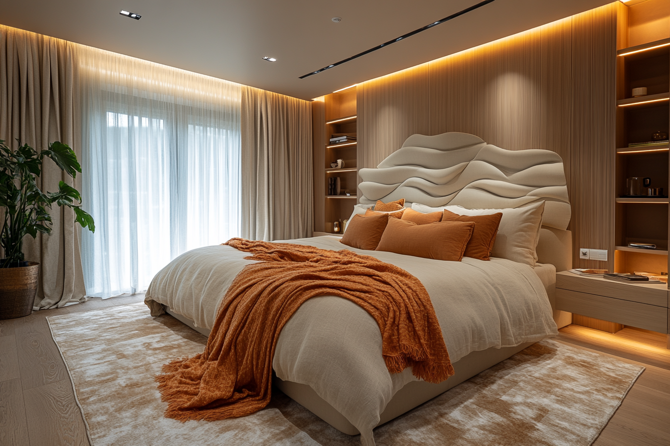 主臥室輕奢風窗簾布搭配效果