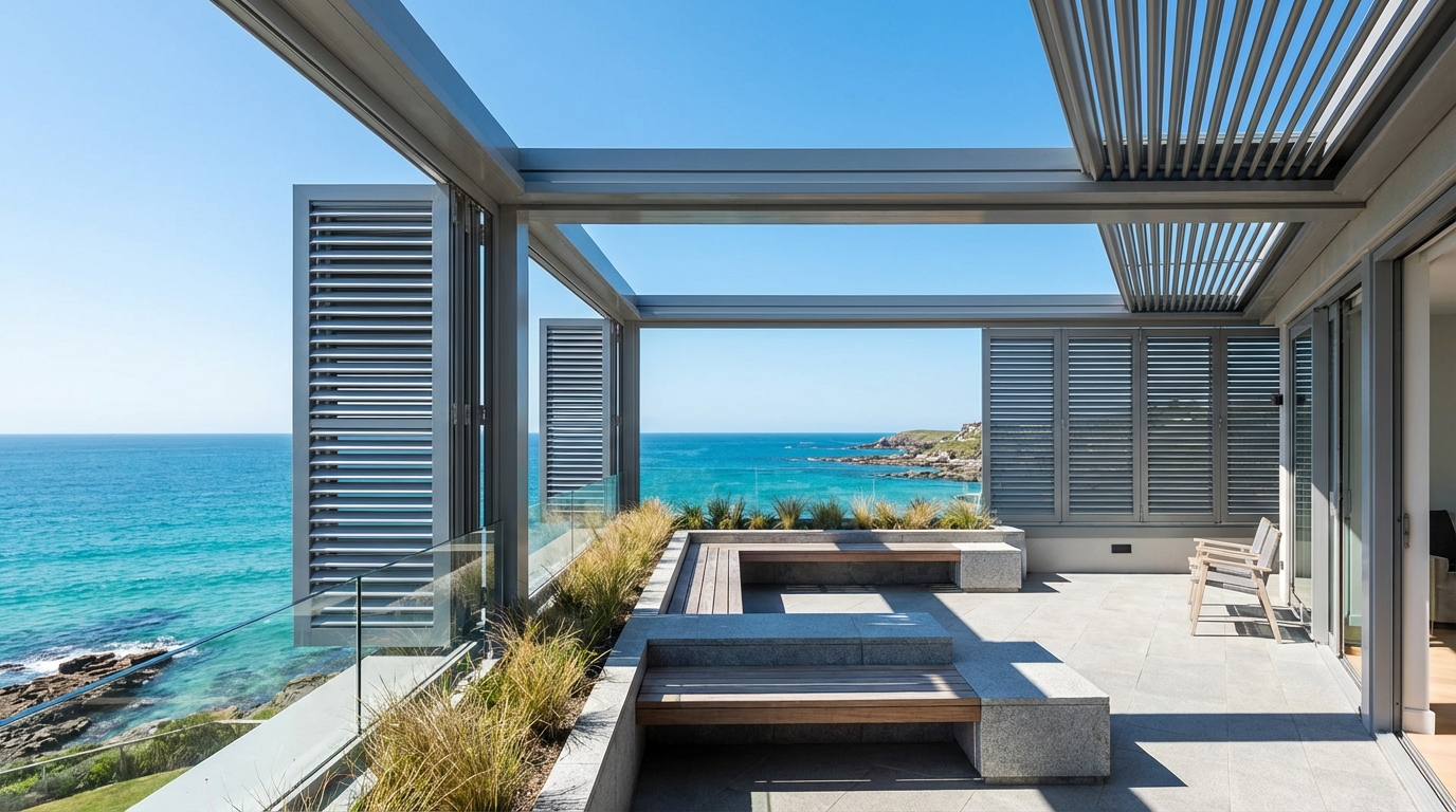 鋁合金百葉窗 露台安裝 現代建築