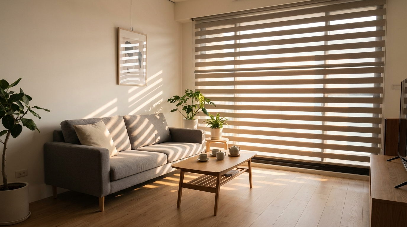 客廳調光簾遮光效果展示