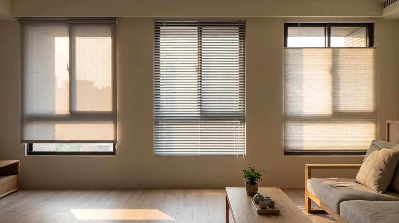 機能型窗簾的選擇：捲簾、百葉與風琴簾的特性比較