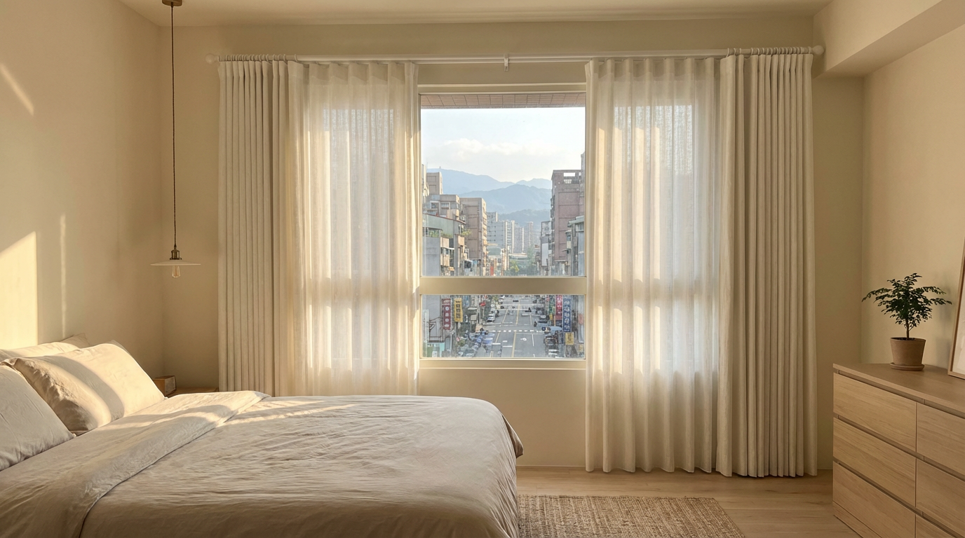 窗簾桿子安裝完成風格搭配實景