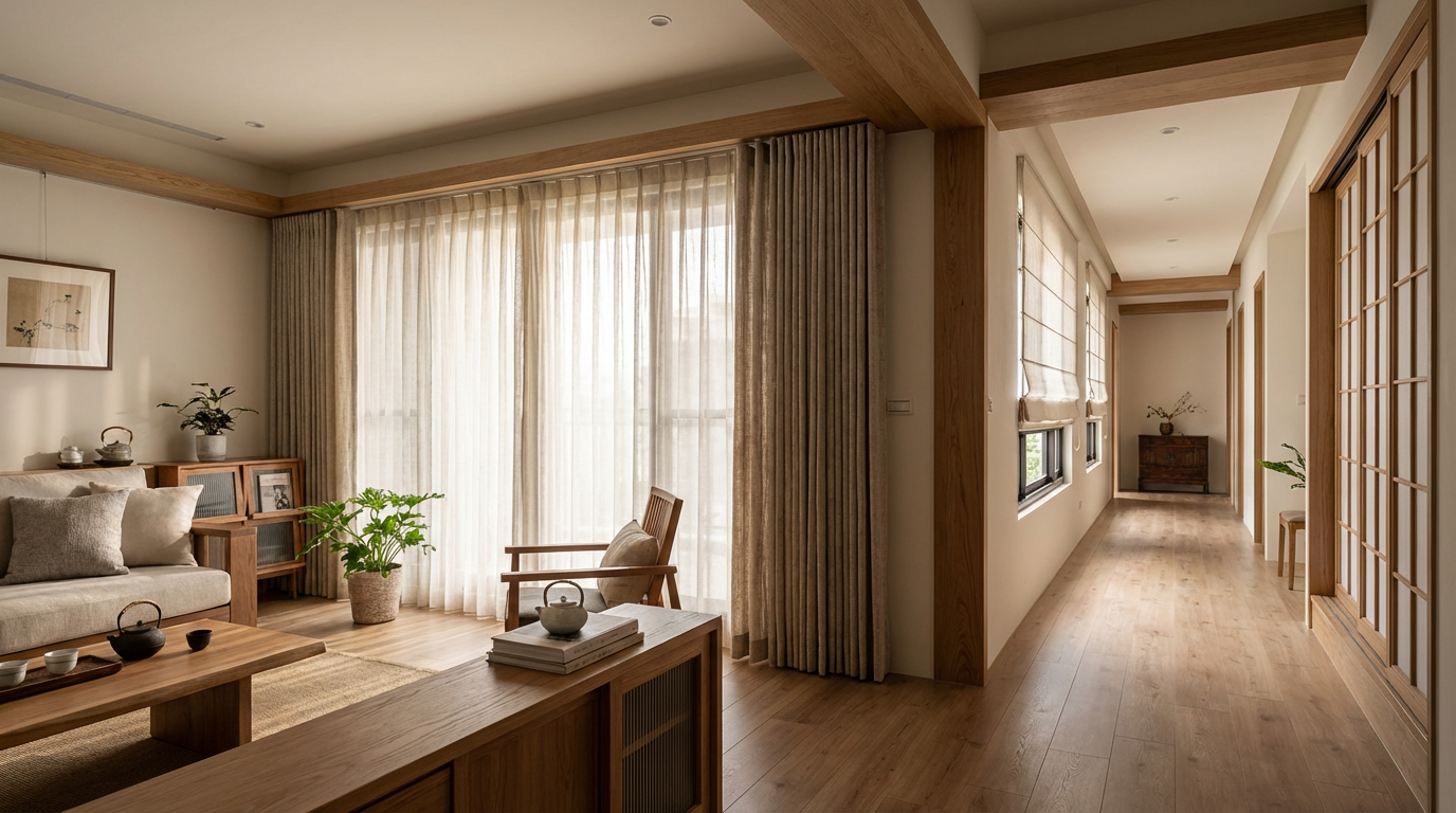 不同種類窗簾在現代居家空間的搭配展示