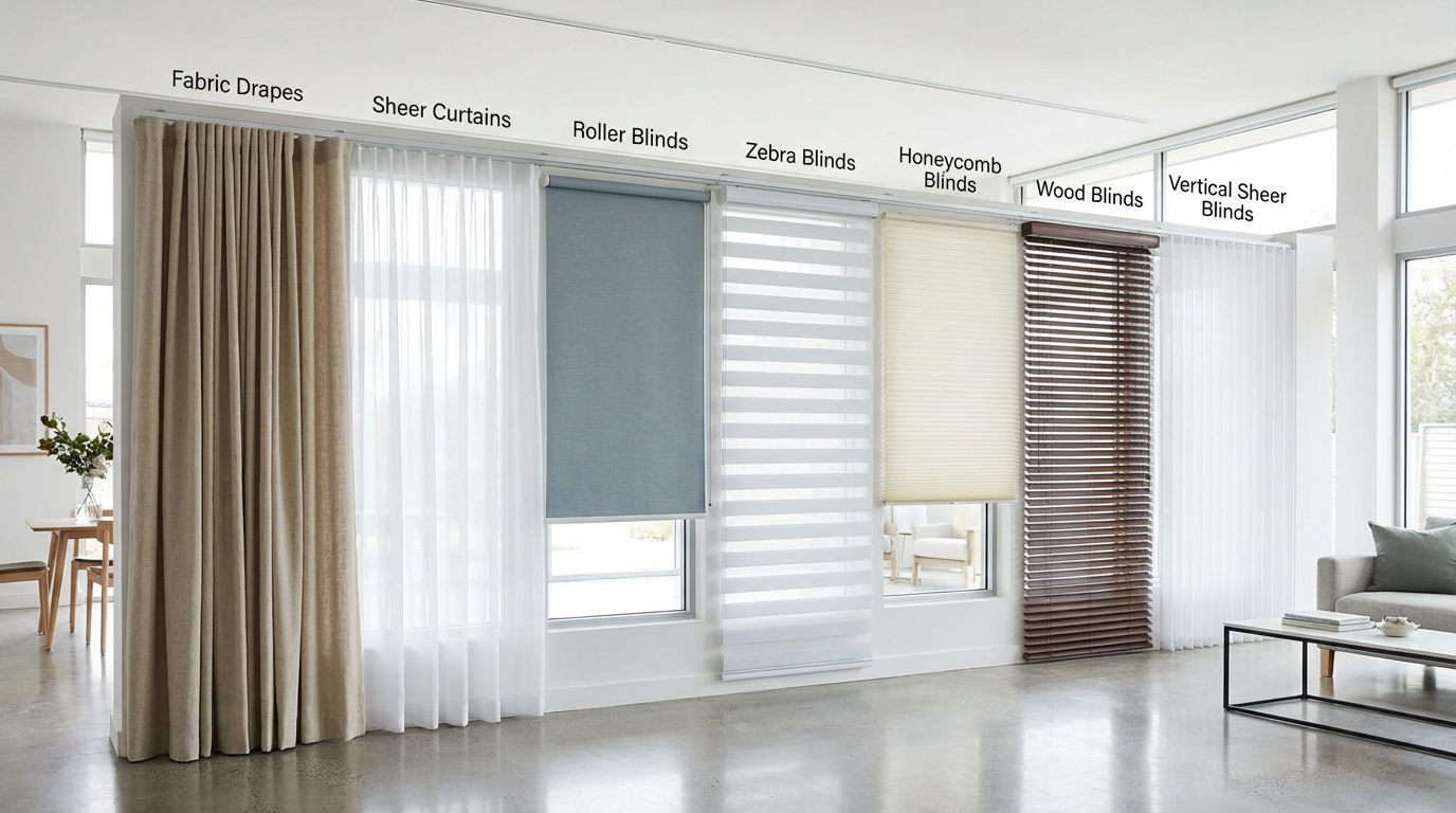 七種窗簾類型展示比較