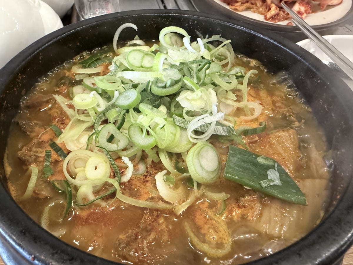 봉천설렁탕 얼큰소고기국밥 파 듬뿍 올린 클로즈업