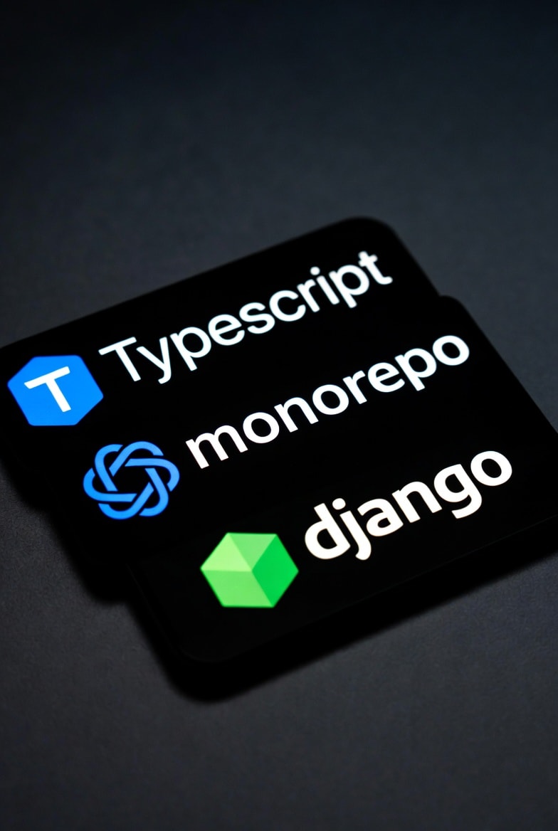 TypeScript·모노레포·Django AI vibe coding 기술 로고
