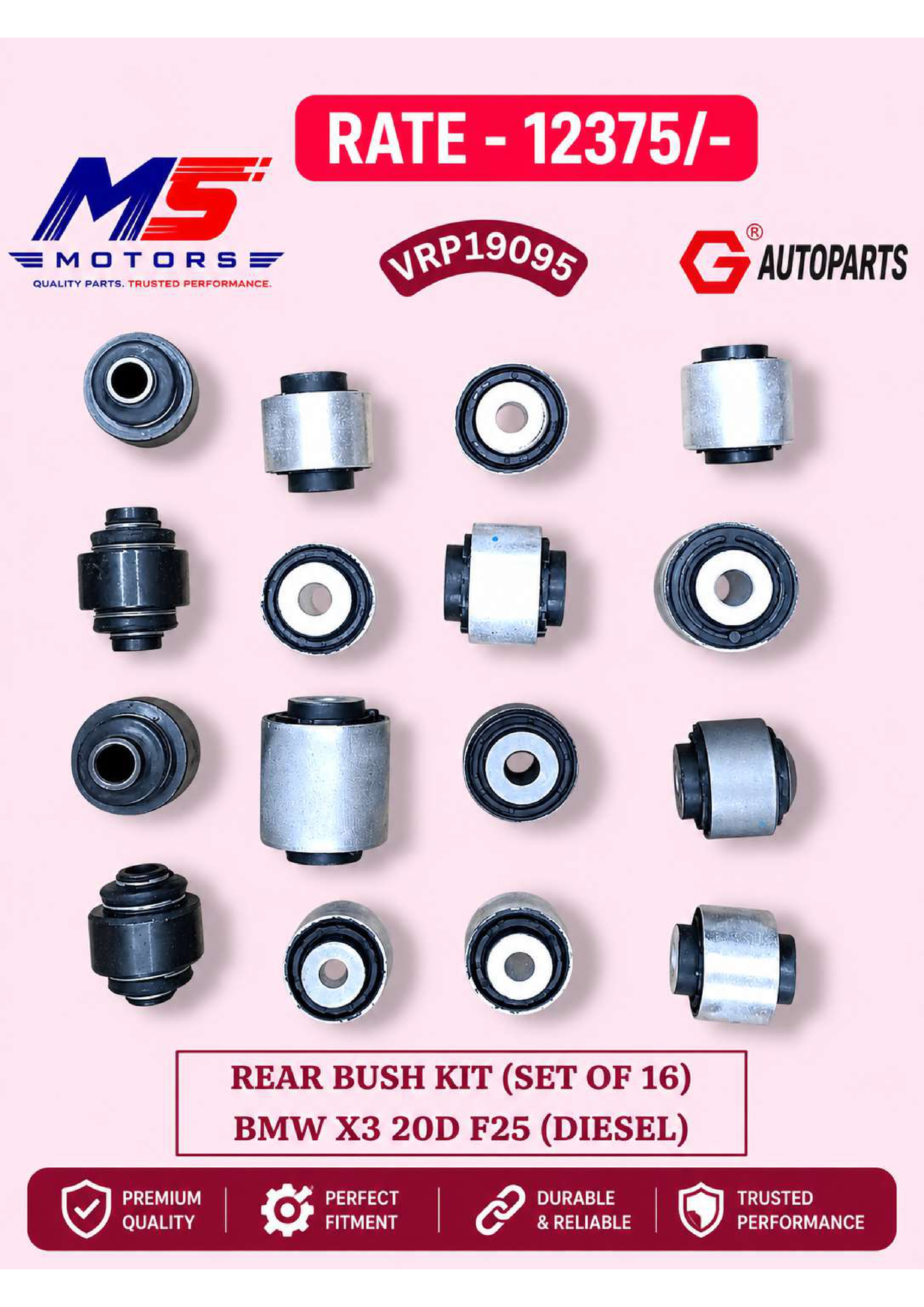 Rear Bush Kit Set of 16 BMW X3 20D F25 Diesel - M5 Motors Mumbai