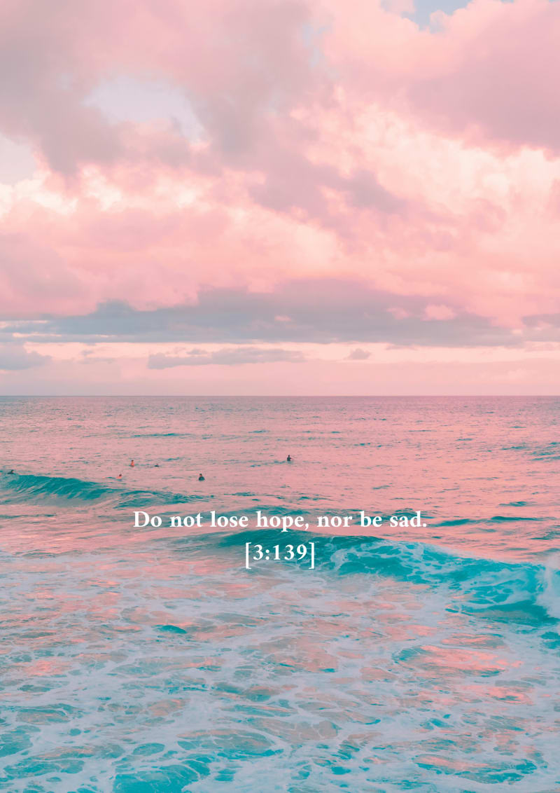 Ciel rose sur la mer, verset 3:139