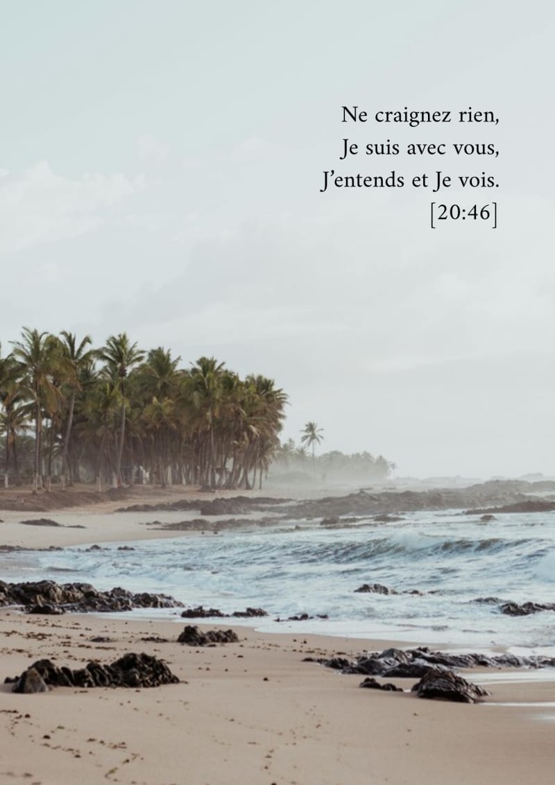 Plage sous les nuages, verset 20:46