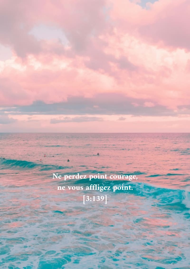 Ciel rose sur la mer, verset 3:139