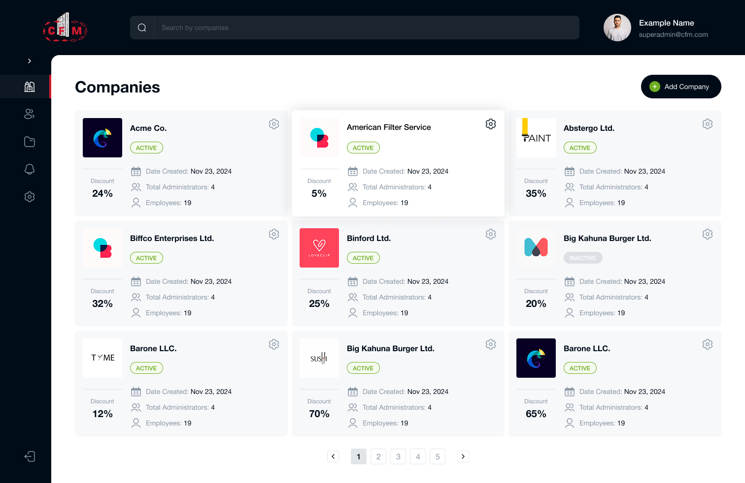 Companies Management Dashboard