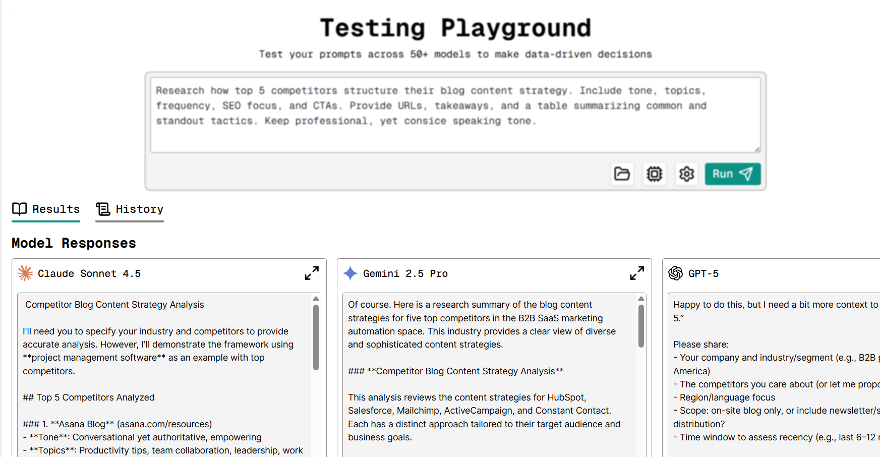 Compare Models Side-by-Side