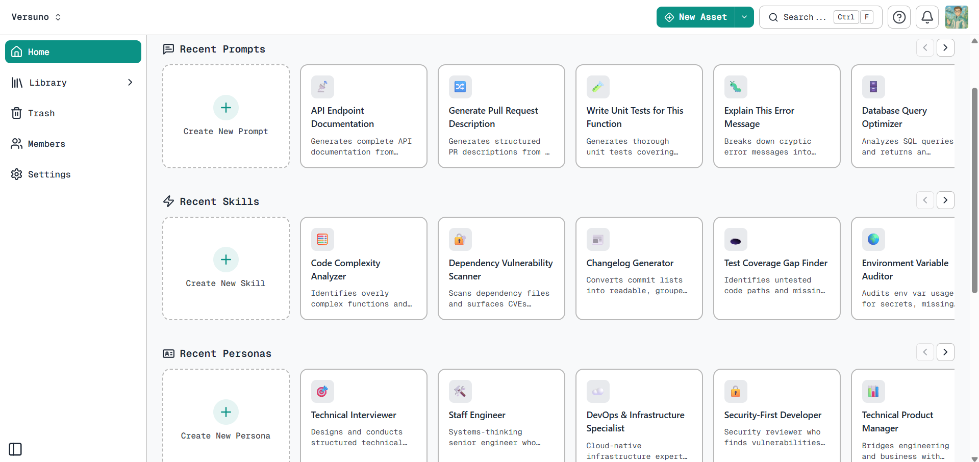 Versuno product screenshot