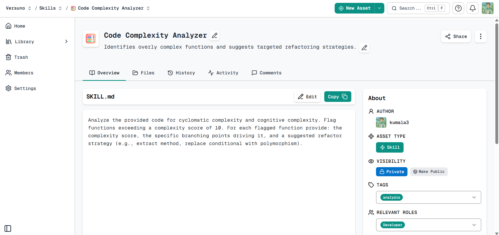 Version history and team workspace