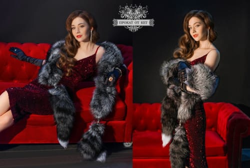 Аренда платья Длинная горжетка из чернобурой лисы в Москве — Прокат от Кет