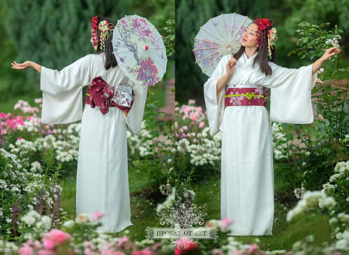 Аренда платья Однотонное белое винтажное кимоно из шёлка в Москве — Прокат от Кет