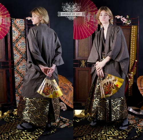 Аренда платья Мужская хакама из парчи "Золотые линии" в Москве — Прокат от Кет