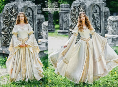 Аренда платья Эльфийское платье "Молочный с золотом" в Москве — Прокат от Кет