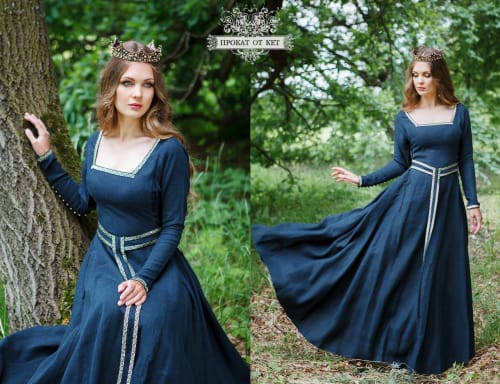 Аренда платья Средневековое платье «Берканар» (тёмно-синее) в Москве — Прокат от Кет