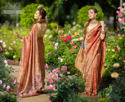 Аренда платья Винтажное сари от Sanskriti (красно-коричневое) в Москве — Прокат от Кет