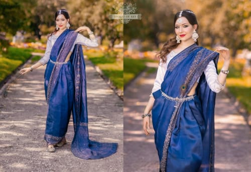 Аренда платья Винтажное сари из чистого шелка (светло-синее) в Москве — Прокат от Кет